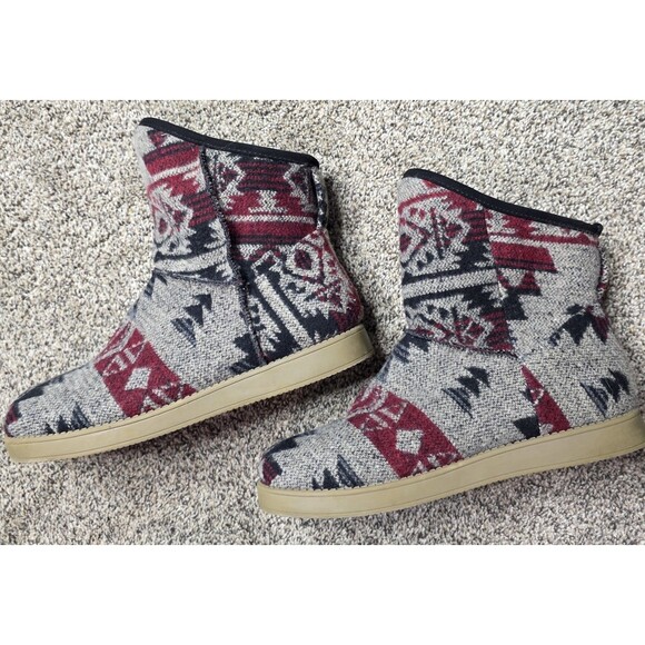 Indigo Rd Boots Size 8.5 Aztec Sherpa Lined Gray Red Winter Southwestern Boho - Picture 7 of 11